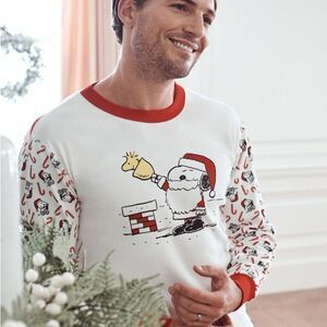 Peanuts Holiday Peanuts Mix it up Long John adult‎ Pajama Top S NWT in packaging
